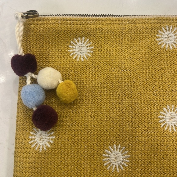 Madewell Yellow Sun Pouch Clutch with Pom Pom NWT - Picture 5 of 7